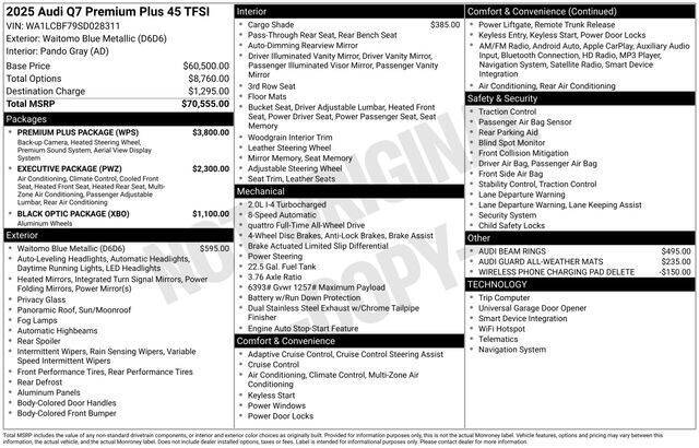 2025 Audi Q7 quattro Premium Plus 45 TFSI