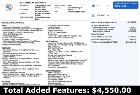 2021 BMW X5 xDrive45e