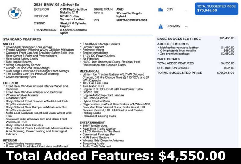 2021 BMW X5 xDrive45e