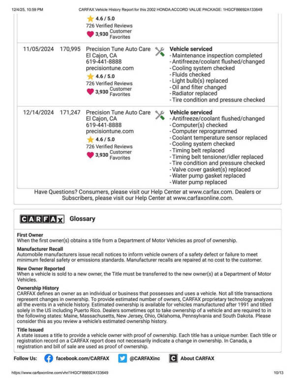 2002 Honda Accord Value Package