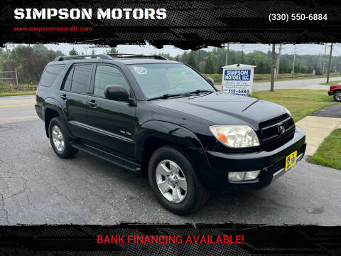 2004 Toyota 4Runner for sale at SIMPSON MOTORS in Youngstown OH