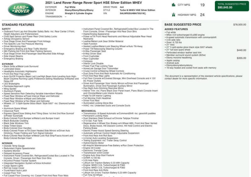 2021 Land Rover Range Rover Sport HSE Silver Edition