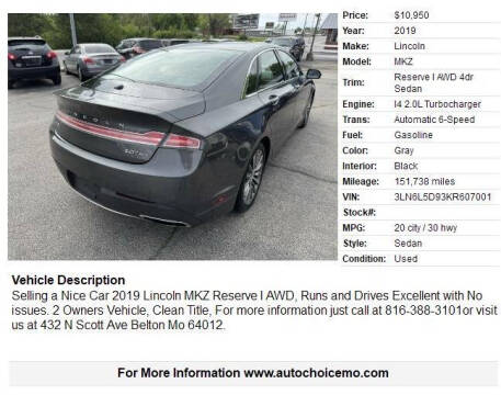 2019 Lincoln MKZ Reserve I