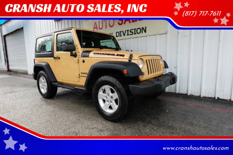 2014 Jeep Wrangler for sale at CRANSH AUTO SALES, INC in Arlington TX