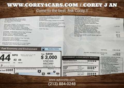 2020 Lexus ES 300h for sale at WWW.COREY4CARS.COM / COREY J AN in Los Angeles CA