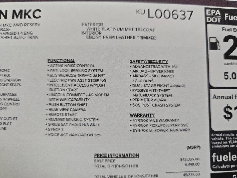 2019 Lincoln MKC Reserve