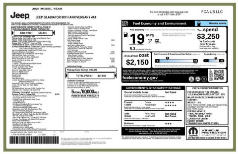 2021 Jeep Gladiator 80th Anniversary Edition