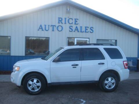 2010 Ford Escape for sale at Rice Auto Sales in Rice MN