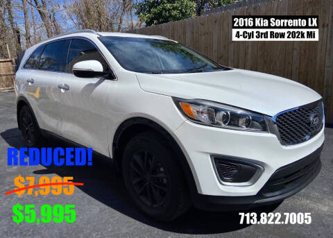 2016 Kia Sorento for sale at Texas Gem Kar Houston in Houston TX