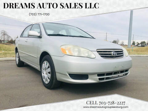 2004 Toyota Corolla for sale at Dreams Auto Sales LLC in Leesburg VA