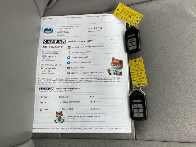 2016 Honda Pilot EX-L