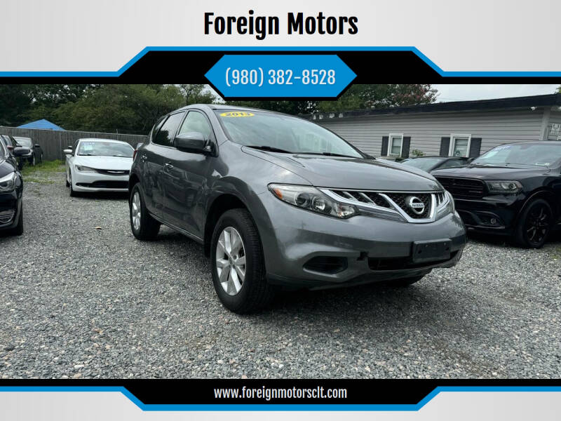 2013 Nissan Murano for sale at Foreign Motors in Kannapolis NC