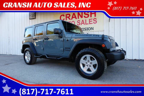 2015 Jeep Wrangler Unlimited for sale at CRANSH AUTO SALES, INC in Arlington TX