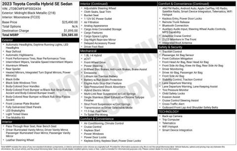 2023 Toyota Corolla Hybrid LE