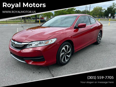 2016 Honda Accord for sale at Royal Motors in Hyattsville MD