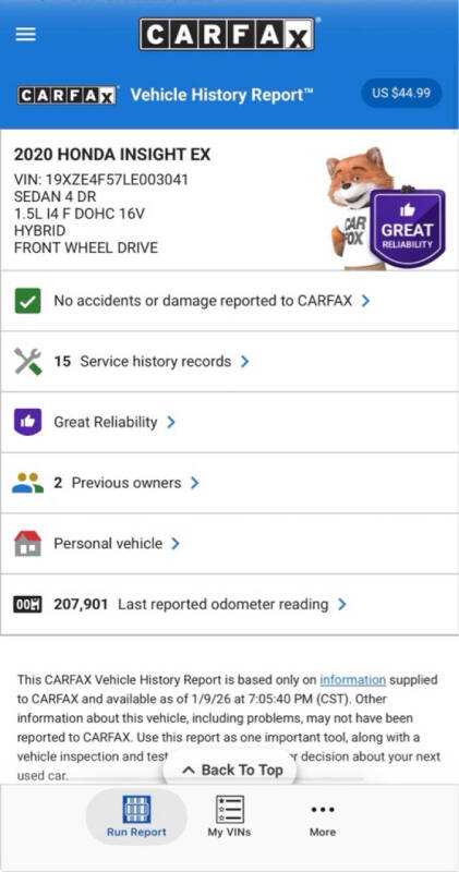 2020 Honda Insight EX