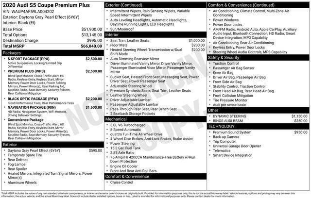 2020 Audi S5 3.0T quattro Premium Plus