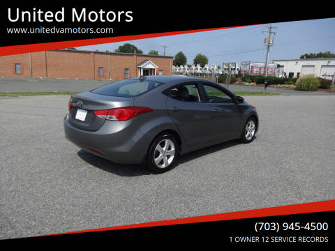 2012 Hyundai Elantra for sale at United Motors in Fredericksburg VA