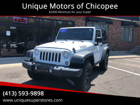 2017 Jeep Wrangler for sale at Unique Motors of Chicopee in Chicopee MA