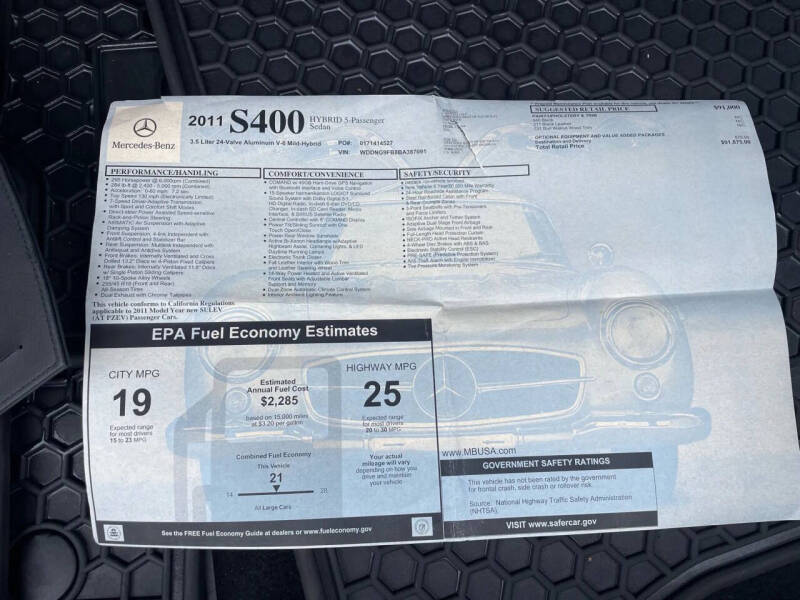 2011 Mercedes-Benz S-Class S 400 Hybrid