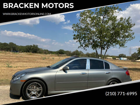 2005 Infiniti G35 for sale at BRACKEN MOTORS in San Antonio TX