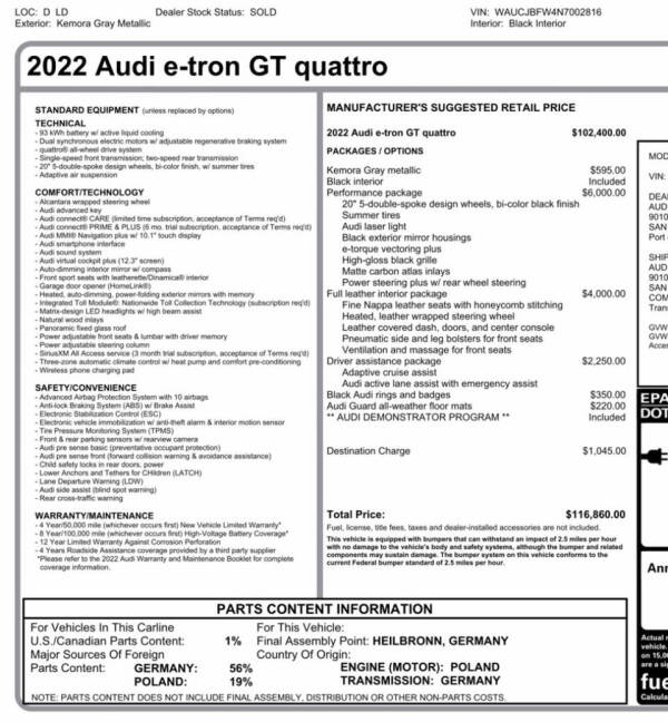 2022 Audi e-tron GT quattro Premium Plus