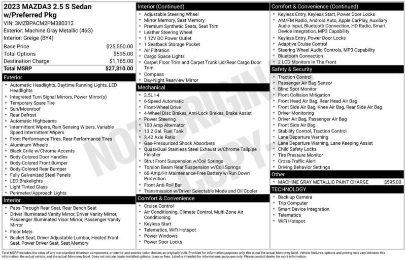 2023 Mazda Mazda3 Sedan 2.5 S Preferred