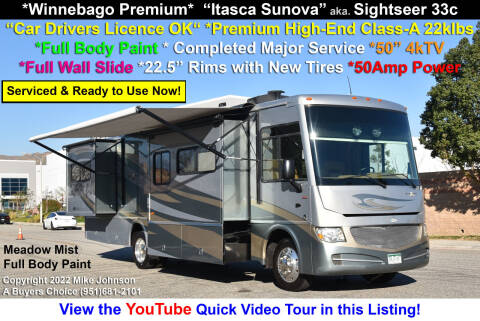 2012 Winnebago Itasca Sightseer/Sunova 33C for sale at A Buyers Choice in Jurupa Valley CA