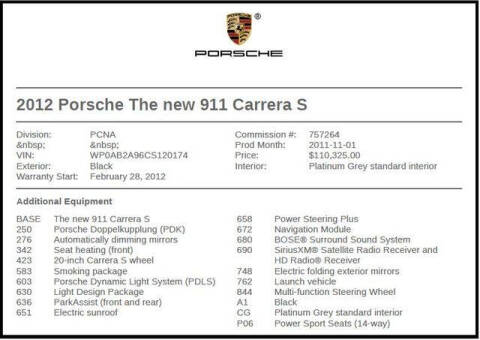 2012 Porsche 911 Carrera S