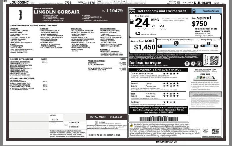 2022 Lincoln Corsair Standard