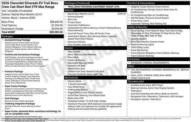 2026 Chevrolet Silverado EV Trail Boss