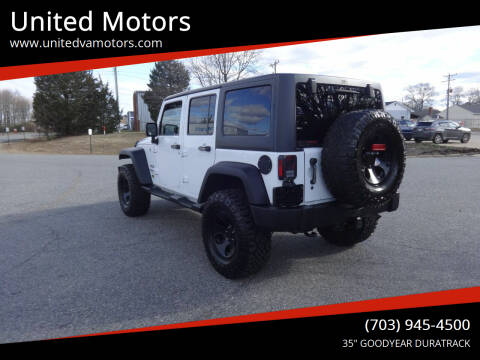 2016 Jeep Wrangler Unlimited for sale at United Motors in Fredericksburg VA