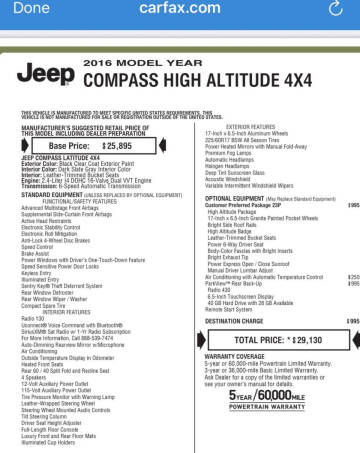2016 Jeep Compass High Altitude