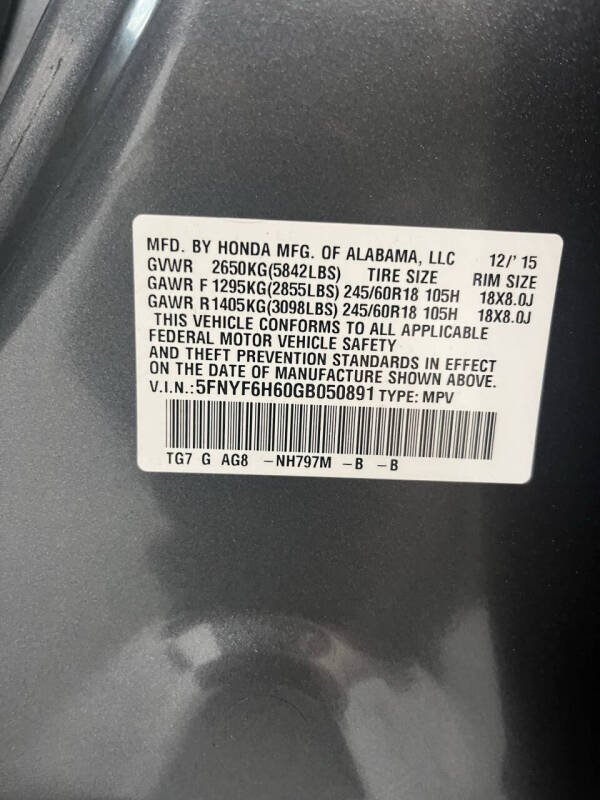 2016 Honda Pilot EX-L w/Honda Sensing