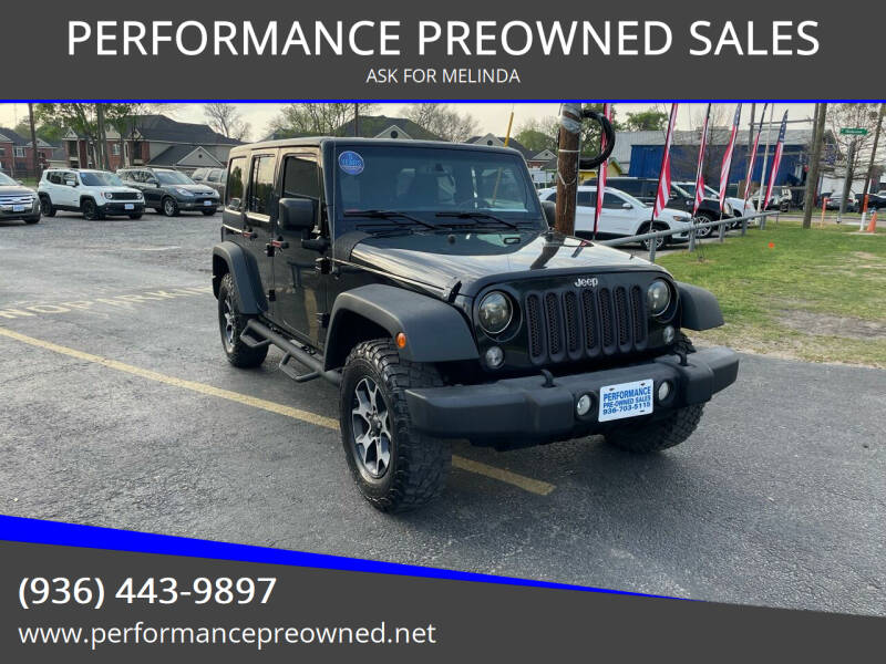 2016 Jeep Wrangler Unlimited for sale at PERFORMANCE PREOWNED SALES in Conroe TX