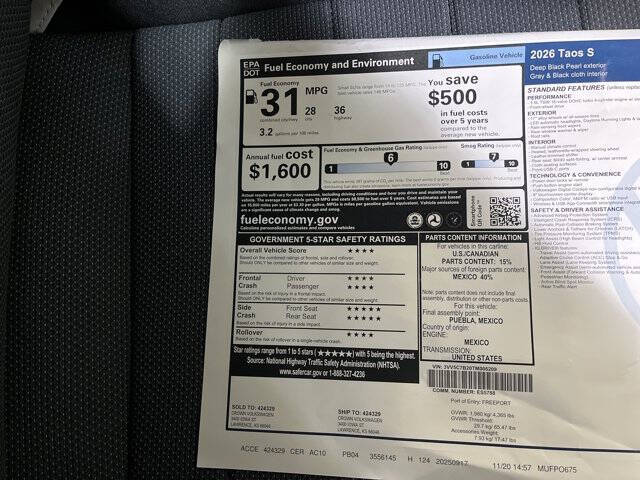 2026 Volkswagen Taos S