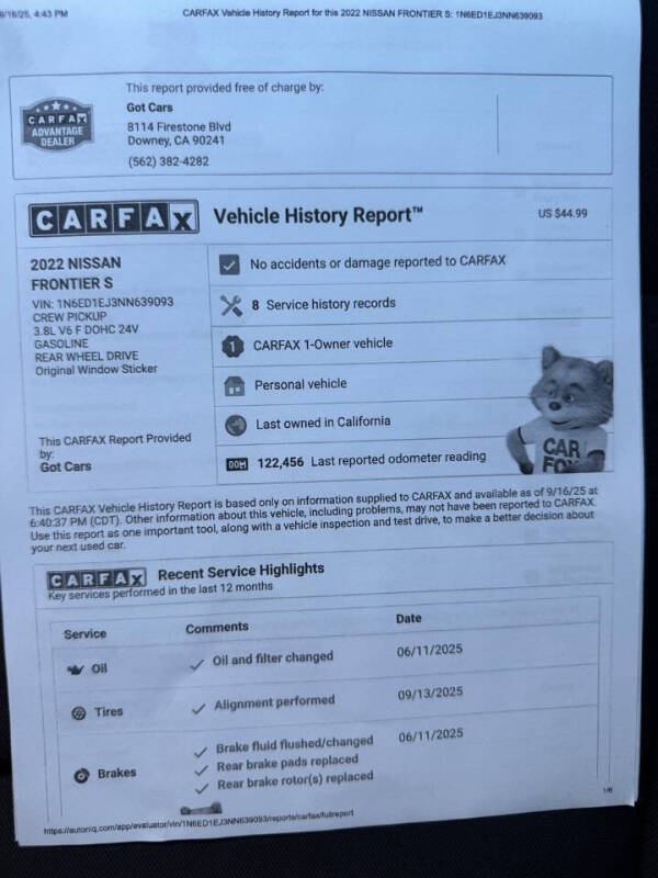 2022 Nissan Frontier S