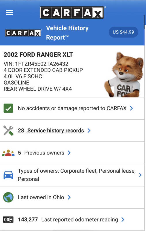 2002 Ford Ranger XLT FX4
