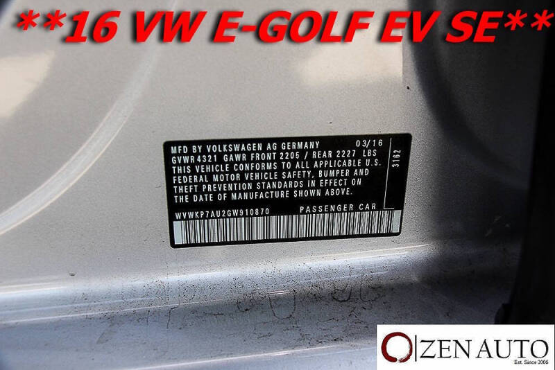 2016 Volkswagen e-Golf SE