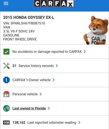 2015 Honda Odyssey EX-L w/DVD