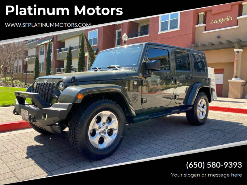 2015 Jeep Wrangler Unlimited for sale at Platinum Motors in San Bruno CA