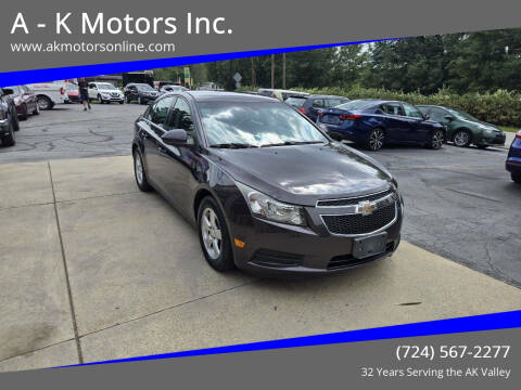 2014 Chevrolet Cruze for sale at A - K Motors Inc. in Vandergrift PA