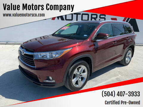 2016 Toyota Highlander for sale at Value Motors Company in Marrero LA