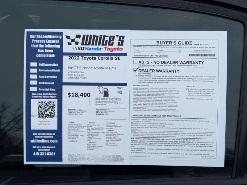 2022 Toyota Corolla SE