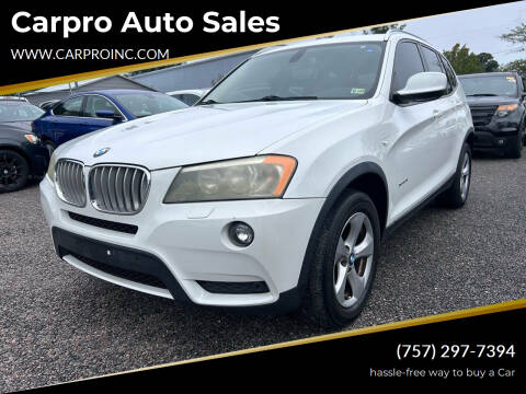 2011 BMW X3 for sale at Carpro Auto Sales in Chesapeake VA