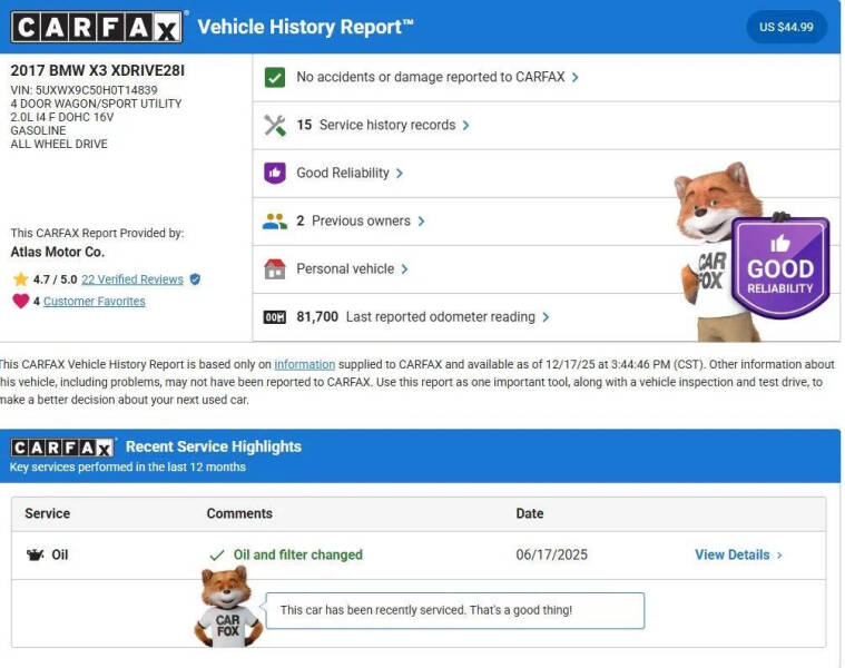 2017 BMW X3 xDrive28i