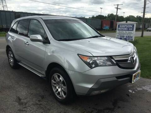 2008 Acura MDX for sale at SIMPSON MOTORS in Youngstown OH