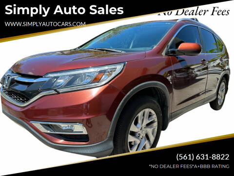 2015 Honda CR-V for sale at Simply Auto Sales in Palm Beach Gardens FL