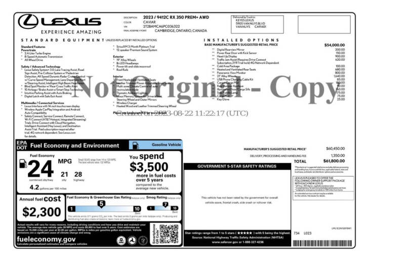 2023 Lexus RX 350 Premium+