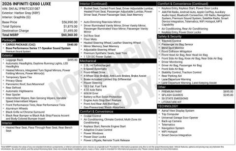2026 Infiniti QX60 Luxe